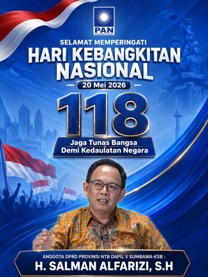 
 Anggota DPRD Provinsi NTB H Salman Alfarizi Mengucapkan Selamat Hari Kebangkitan Nasional ke 118 Tahun 2026